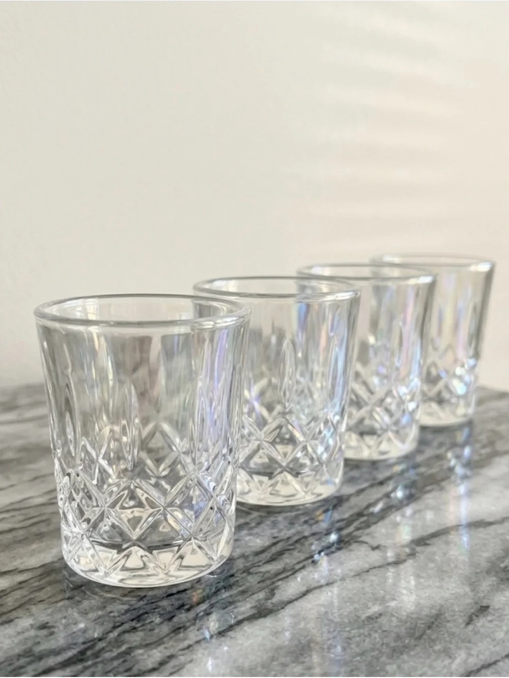Circleware Denham Radiance Pearl 1.6oz Clear Luster Shot Glass S/4 NWT